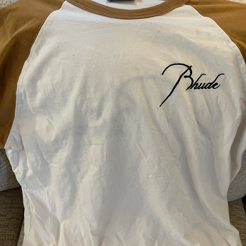 ✨SOLD✨Rhude White and Tan Short Sleeve Tee